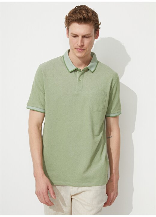 Altınyıldız Classics Yeşil - Beyaz Erkek Polo T-Shirt 4A9000000004 4