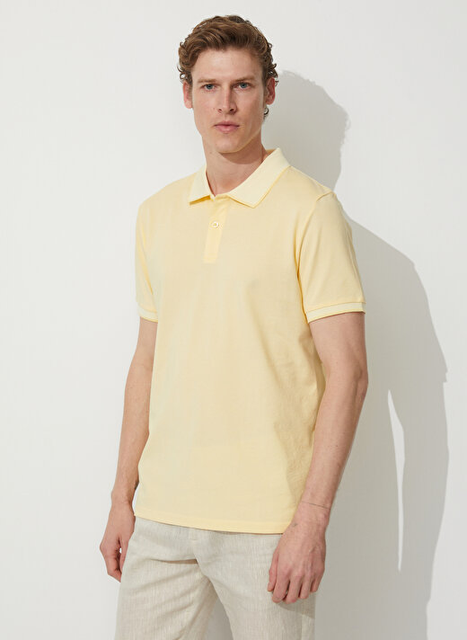 Altınyıldız Classics Polo Yaka Sarı - Beyaz Erkek T-Shirt 4A9000000003 3