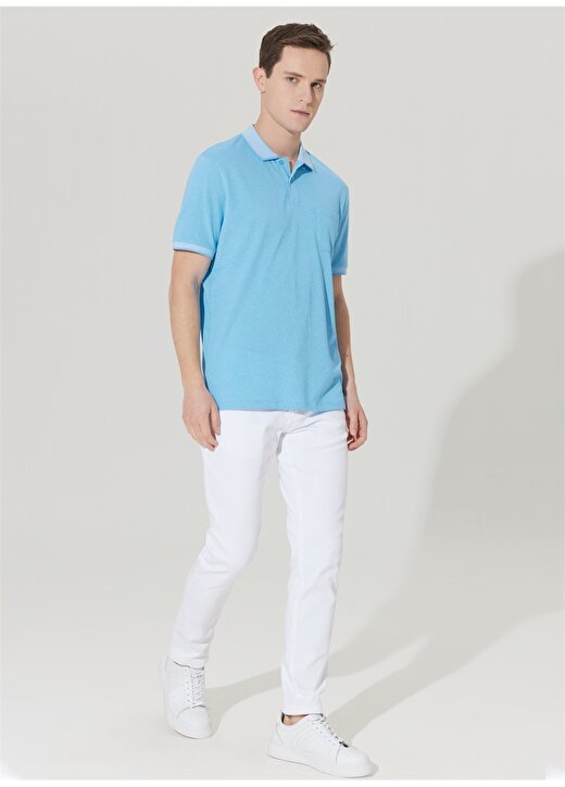 Altınyıldız Classics Polo Yaka Mavi - Beyaz Erkek T-Shirt 4A9000000004 2