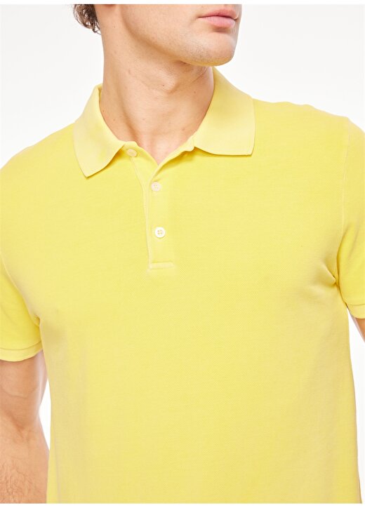 People By Fabrika Yıkamalı Sarı Erkek Polo T-Shirt ALI23 4