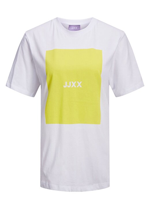 JJXX Bisiklet Yaka Baskılı Ekru Kadın T-Shirt 12204837 3