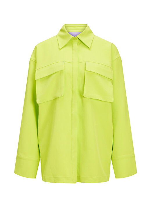 JJXX Klasik Yaka Açık Yeşil Kadın Gömlek 12227471 3