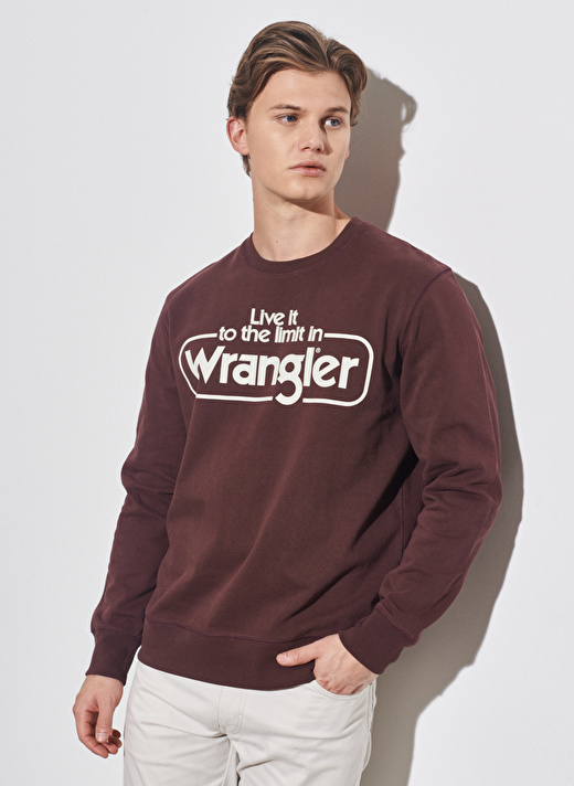 Wrangler Bisiklet Yaka Koyu Bordo Erkek Sweatshırt W6F3H1XU1_Bisiklet Yaka Sweatshirt 2