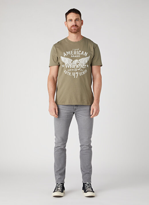 Wrangler Bisiklet Yaka Yeşil Erkek T-Shirt W752D3330_Bisiklet Yaka T-shirt 3