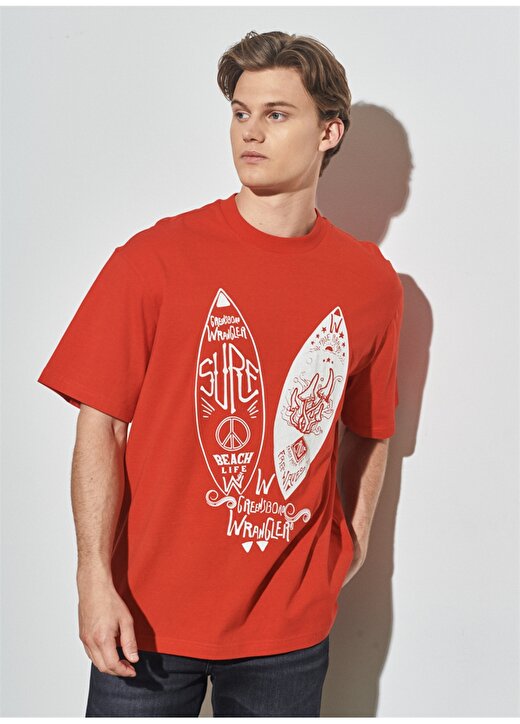 Wrangler Bisiklet Yaka Kırmızı Erkek T-Shirt W231238600_Loose Fit Tshirt 2