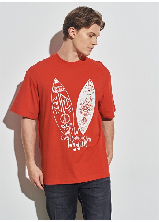 Wrangler Bisiklet Yaka Kırmızı Erkek T-Shirt W231238600_Loose Fit Tshirt 3
