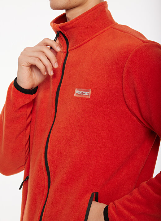 Discovery Expedition Kiremit Erkek Fermuarlı Düz Polar Sweatshırt D3WM-SWT2 3