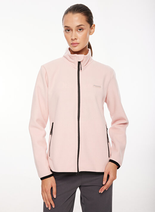 Discovery Expedition Açık Pembe Kadın Fermuarlı Düz Polar Sweatshırt D3WL-SWT27 2