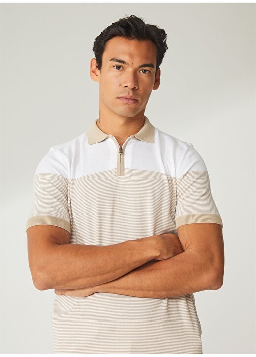 Beymen Business Polo Yaka Beyaz - Bej Erkek T-Shirt 4B4923200005 2