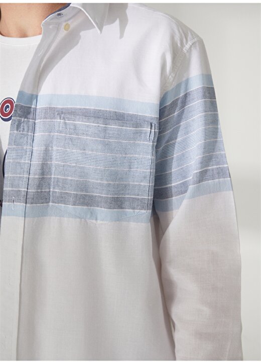 Lee Cooper Gömlek Yaka Beyaz - Mavi Erkek T-Shirt 232 LCM 241004 CARLO BEYAZ-MAVİ 4