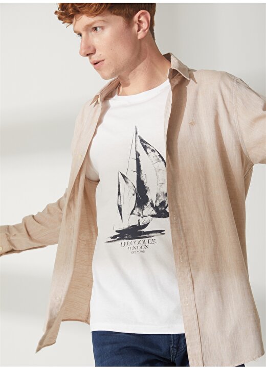 Lee Cooper Gömlek Yaka Bej Erkek T-Shirt 232 LCM 241005 DEXTER BEJ 1