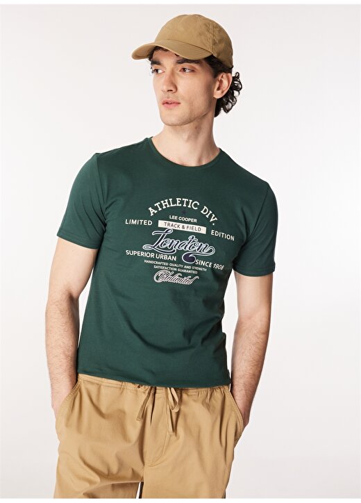 Lee Cooper Bisiklet Yaka Yeşil Erkek T-Shirt 232 LCM 242024 DIVIDED YEŞİL 3