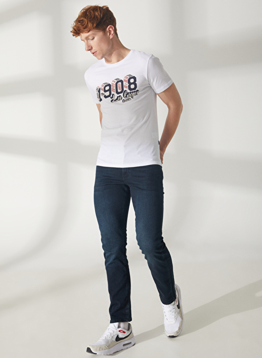 Lee Cooper Bisiklet Yaka Beyaz Erkek T-Shirt 232 LCM 242027 ZETA BEYAZ 2