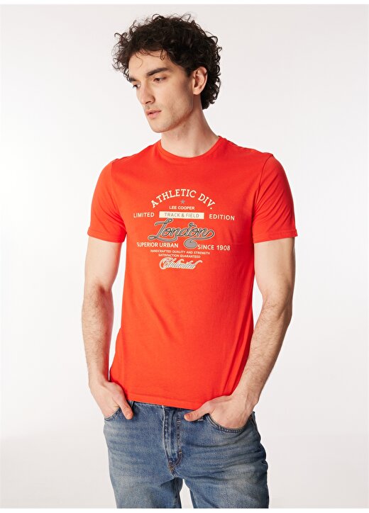 Lee Cooper Bisiklet Yaka Kırmızı Erkek T-Shirt 232 LCM 242024 DIVIDED KIRMIZI 1
