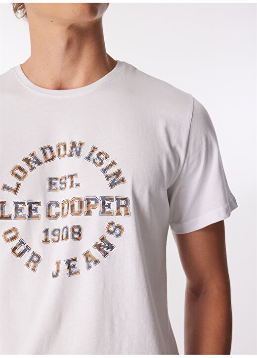 Lee Cooper Bisiklet Yaka Beyaz Erkek T-Shirt 232 LCM 242023 CAMO BEYAZ 4