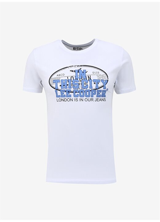Lee Cooper Bisiklet Yaka Beyaz Erkek T-Shirt 232 LCM 242025 BERNT BEYAZ 1