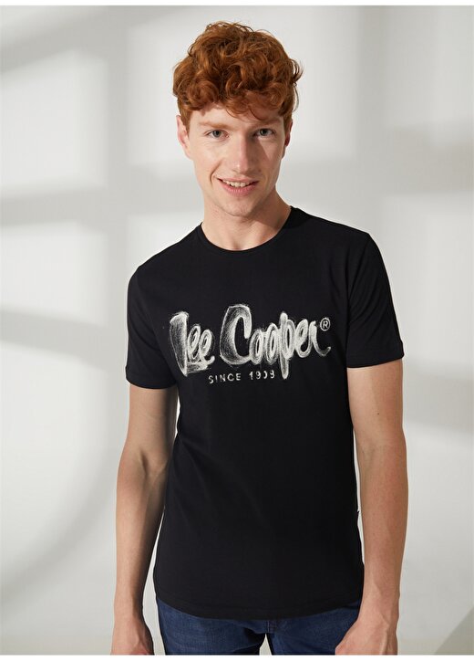 Lee Cooper Bisiklet Yaka Siyah Erkek T-Shirt 232 LCM 242029 DRAWINGLOGO SİYAH 3