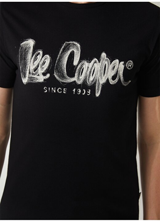 Lee Cooper Bisiklet Yaka Siyah Erkek T-Shirt 232 LCM 242029 DRAWINGLOGO SİYAH 4