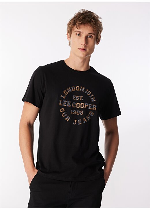 Lee Cooper Bisiklet Yaka Siyah Erkek T-Shirt 232 LCM 242023 CAMO SİYAH 3