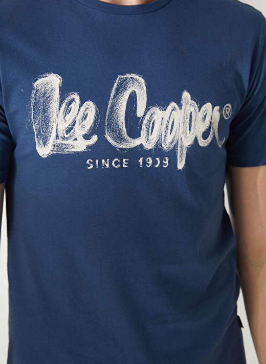 Lee Cooper Bisiklet Yaka İndigo Erkek T-Shirt 232 LCM 242029 DRAWINGLOGO INDIGO 4