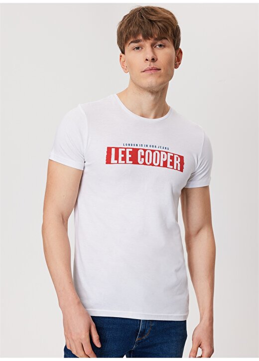 Lee Cooper Bisiklet Yaka Beyaz Erkek T-Shirt 232 LCM 242052 REAL BEYAZ 2