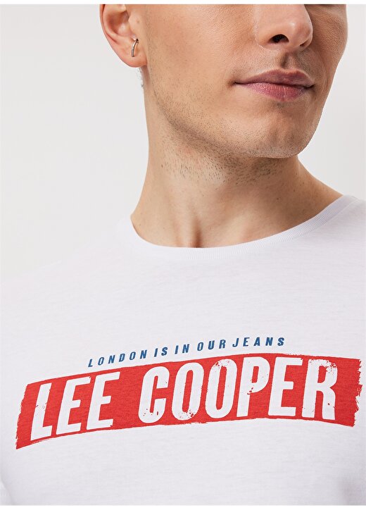Lee Cooper Bisiklet Yaka Beyaz Erkek T-Shirt 232 LCM 242052 REAL BEYAZ 4