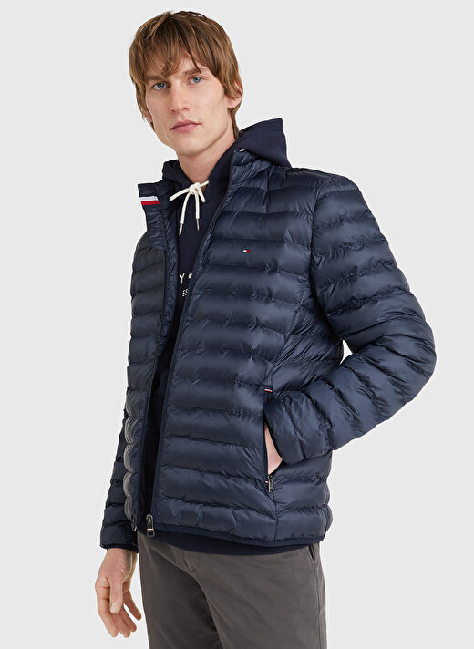 Tommy Hilfiger Mavi Dik Yaka Erkek İnce Mont MW0MW18763DW5  2