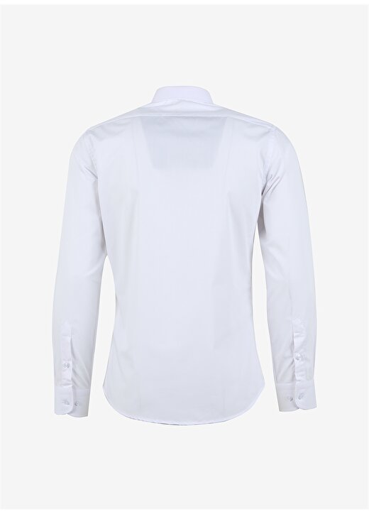 Süvari Slim Fit Klasik Yaka Düz Beyaz Erkek Gömlek GM1007100527 2
