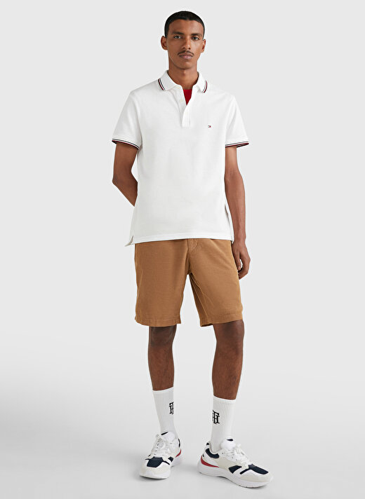 Tommy Hilfiger Polo Yaka Beyaz Erkek T-Shirt MW0MW30750YBR 1