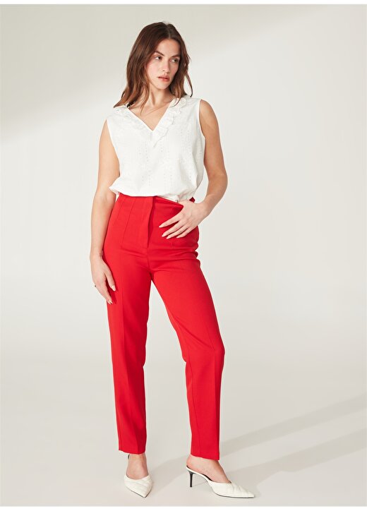 Selen Normal Bel Standart Kırmızı Kadın Pantolon 23YSL5003 1