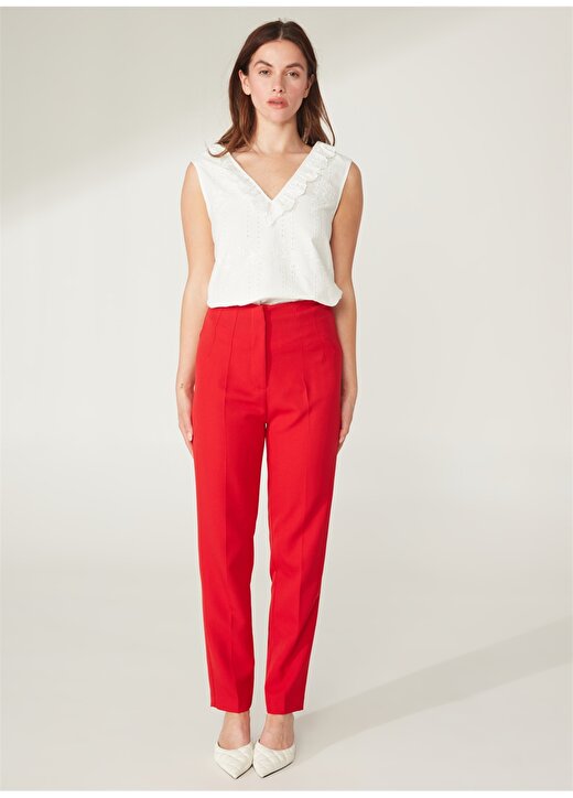 Selen Normal Bel Standart Kırmızı Kadın Pantolon 23YSL5003 2