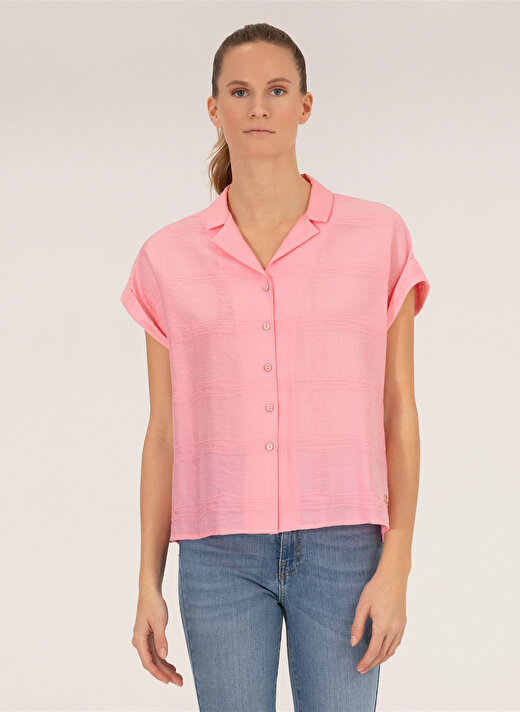 Pierre Cardin Comfort Fit Gömlek Yaka Düz Pembe Kadın Gömlek AIDA 1