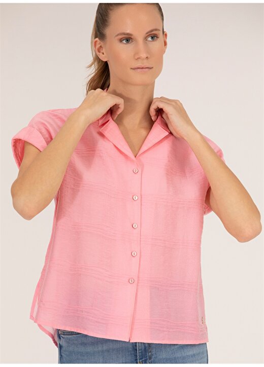 Pierre Cardin Comfort Fit Gömlek Yaka Düz Pembe Kadın Gömlek AIDA 2