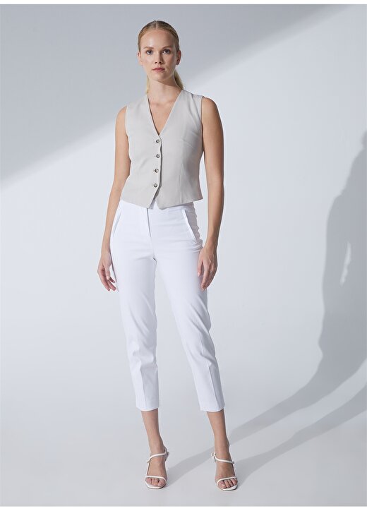 Pierre Cardin Yüksek Bel Havuç Beyaz Kadın Pantolon BASTE023Y 1