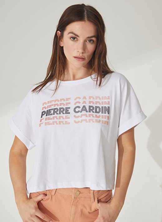 Pierre Cardin Bisiklet Yaka Beyaz Kadın T-Shirt LAKOT 2