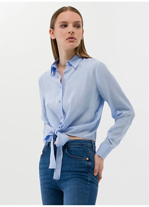 Pierre Cardin Regular Fit Gömlek Yaka Düz İndigo Kadın Gömlek LISA 1