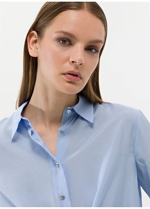 Pierre Cardin Regular Fit Gömlek Yaka Düz İndigo Kadın Gömlek LISA 3
