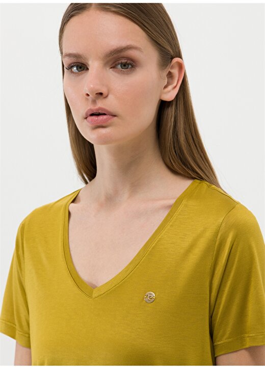 Pierre Cardin Geniş Yaka Düz Yeşil Kadın T-Shirt NEOMI 3