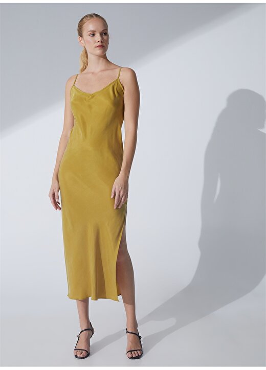 Pierre Cardin Yeşil Kadın V Yaka Slim Fit Elbise RUBENS 1