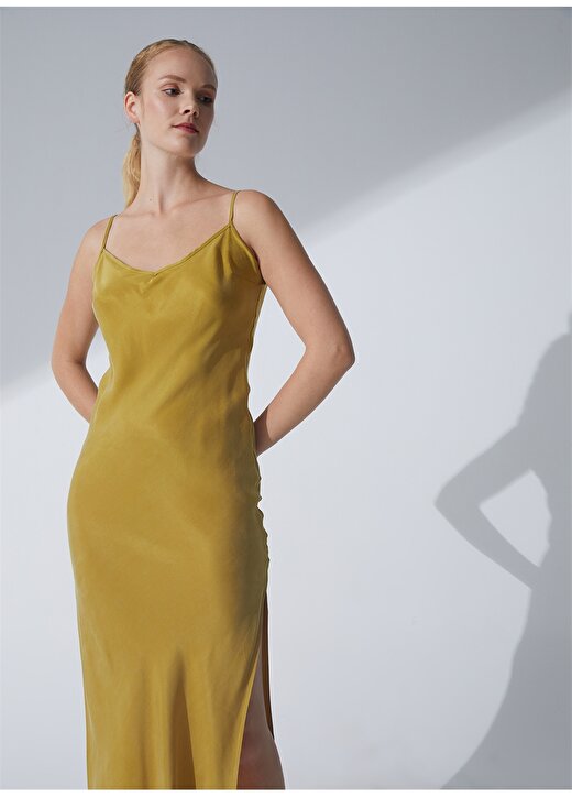 Pierre Cardin Yeşil Kadın V Yaka Slim Fit Elbise RUBENS 3
