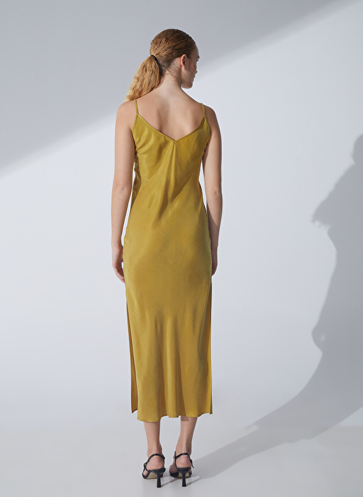 Pierre Cardin Yeşil Kadın V Yaka Slim Fit Elbise RUBENS    4