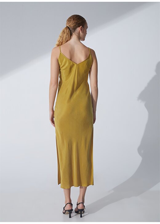 Pierre Cardin Yeşil Kadın V Yaka Slim Fit Elbise RUBENS 4