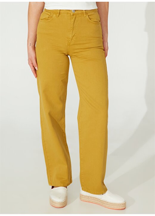 Pierre Cardin Yüksek Bel Geniş Paça Flare Yeşil Kadın Denim Pantolon SERPA 3