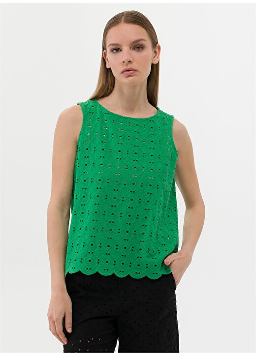 Pierre Cardin O Yaka Düz Yeşil Kadın Bluz SAJE 1