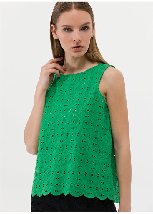 Pierre Cardin O Yaka Düz Yeşil Kadın Bluz SAJE 2