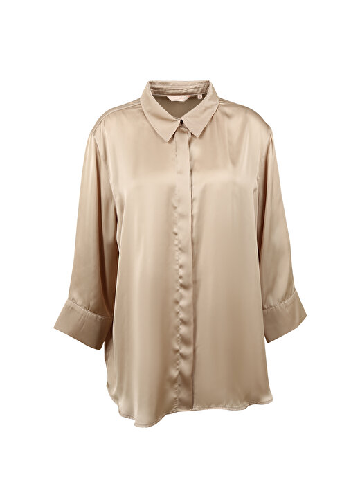 Pierre Cardin Comfort Fit Gömlek Yaka Düz Ekru Kadın Gömlek TESSA23Y 1