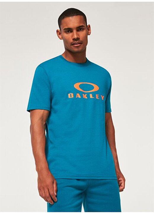Oakley Bisiklet Yaka Baskılı Mavi Erkek T-Shirt FOA402167 O BARK 2.0 2