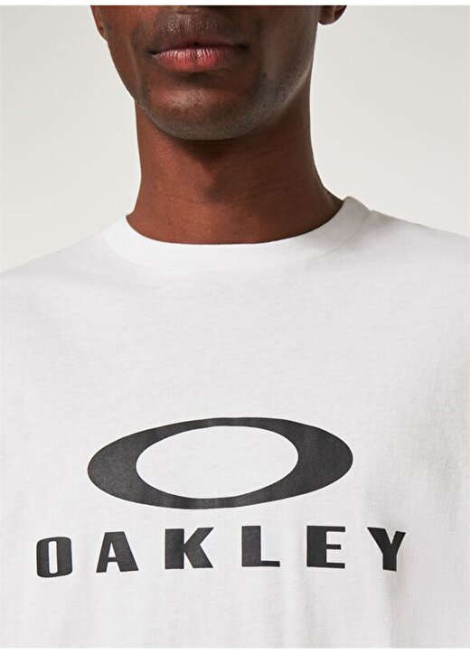 Oakley Bisiklet Yaka Baskılı Beyaz - Siyah Erkek T-Shirt FOA402167 O BARK 2.0 4
