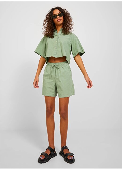 JJXX Normal Gömlek Yaka Açık Yeşil Kadın Gömlek 12231335 3