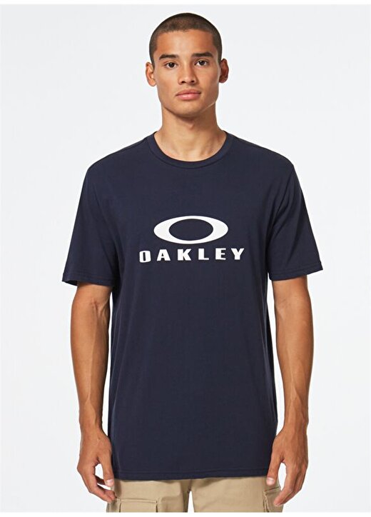 Oakley Bisiklet Yaka Baskılı Lacivert Erkek T-Shirt FOA402167 O BARK 2.0 1